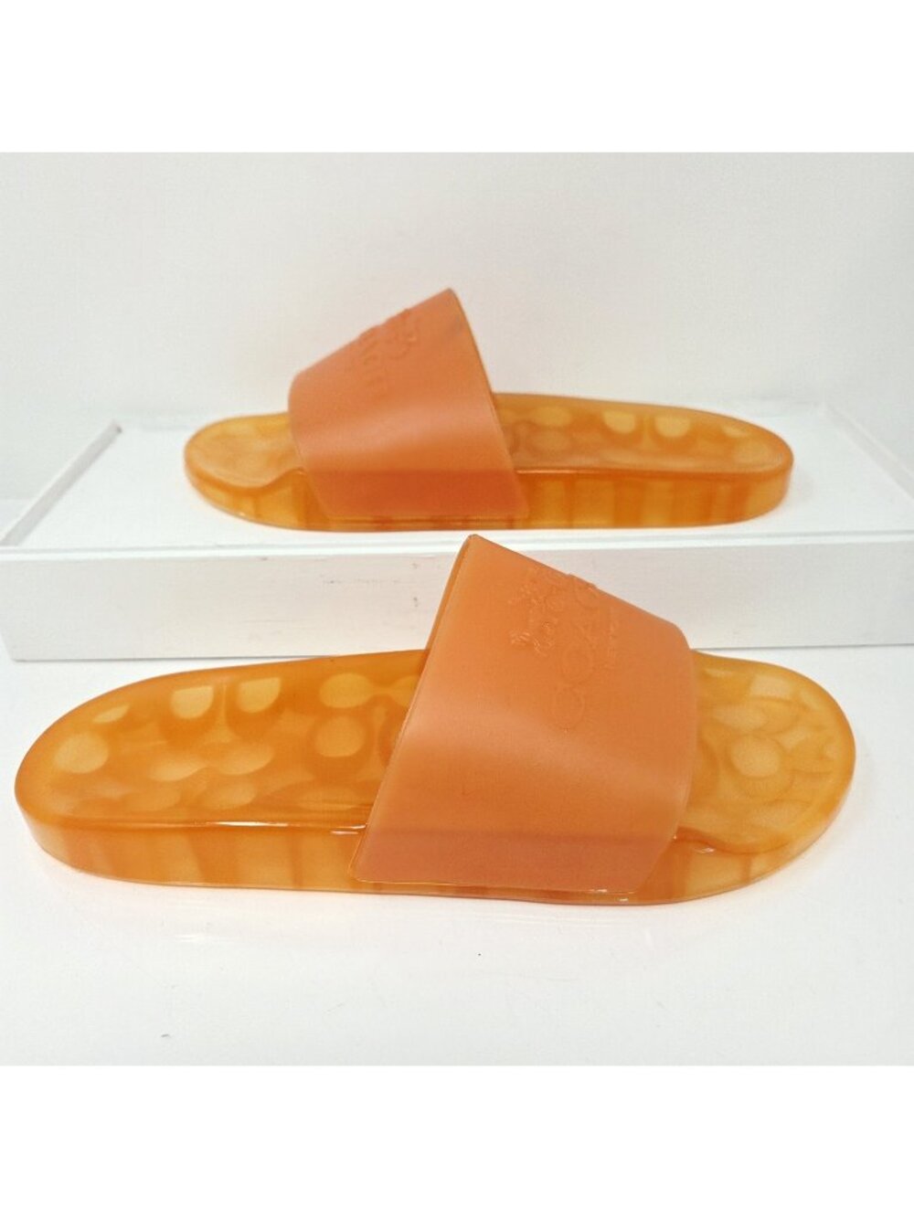 Coach Ulyssa Jelly Slide Sandals Tangerine Orange Logo Womens 9 Pool Beach